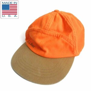 希少 80s USA製 L.L.Bean キャップ オレンジ系 帽子 LLビーン エルエルビーン ジェットキャップ風 アメリカ製 ビンテージ D147-41-0014ZV