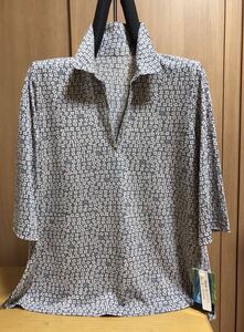 [新品] 激安・在庫処分　L レディースポロシャツ　ミセスポロシャツ　婦人ポロシャツ　7分袖　バンブー素材　日本製　28番柄