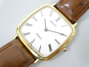 ジャンク SEIKO セイコー DOLCE ドルチェ 5E30-5A60 18KT 金無垢 ローマン メンズ クオーツ 腕時計 18金