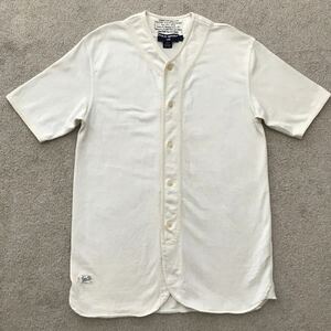 90s POLO SPORT ポロスポーツ Ralph Lauren ラルフローレン ベースボール シャツ 生成り 無地 (L) コットン×レーヨン ジャージ ビンテージ