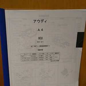 【パーツガイド】アウディ　Ａ４　(８E＃)　H17.2～　４ドアセダン　２０１５年版