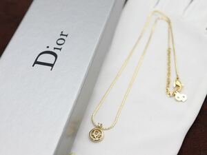 【未使用】一点物◆Christian Dior ネックレス ストーン ロゴ クリスチャン ディオール ヴィンテージ アクセサリー レディース i18