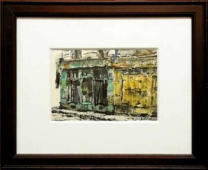 ＊新入荷＊ 肉筆原画 マキヨウイチ「街頭(洗濯屋)PARIS」ミクスドメディア/MAKI YOICHI/大分県別府市生/荻須高徳/フランスパリ/水彩墨彩