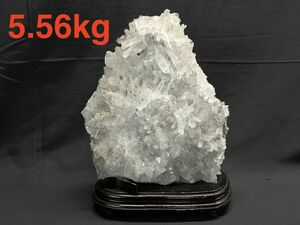 【E429】手渡し可 水晶 クリスタル 原石 台座付き 5.56kg クラスター 置物 インテリア 高さ33.5cm 飾り 天然石 b