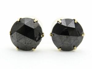 新品　訳あり！　K18YG ブラックダイヤ1.0ct×2 ピアス　スタッドピアス 計2ct！！　大粒ブラックダイヤモンドピアス BlackDiamond ピアス