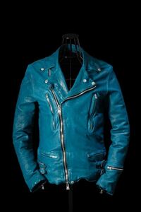 【新品】ISAMU KATAYAMA BACKLASH イサムカタヤマ バックラッシュ GLOW ジャパンカーフ 製品洗い加工 Wライダース TURQUOISE 定価￥242000