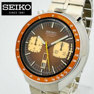 極希少◆SEIKO セイコー 5 スポーツ Speed-Timer 茶馬◆6138-0049 クロノグラフ 自動巻/ブルヘッド/ヴィンテージ/メンズ 腕時計/0040/黒馬