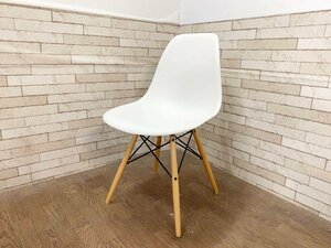 正規品綺麗イームズチェア プラスチックシェルサイドチェア ハーマンミラー ダイニングチェア 椅子 ダウェルベース HermanMiller 白 (貝470