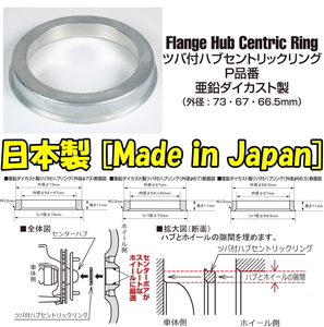 KYO-EI ハブリング 1個 P7365 亜鉛 73mm → 65mm 高さ 11mm ツバ付 1枚 日本製 キョーエイ