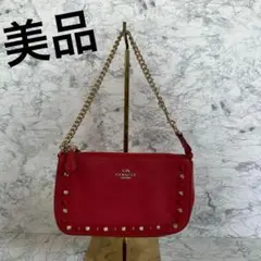 Coach コーチ ハンドバッグ レザー 本革 レッド 高見え 大人上品