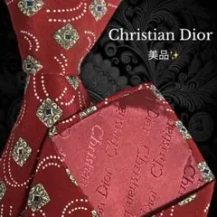 ✨️美品✨️ Christian Dior レッド系 小紋柄 総柄