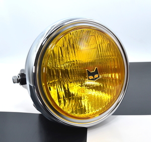 CB250N CB400T ホーク CB400N 180Φ LED 黄色ガラスレンズ ライト 黒 マーシャルエンブレム付 CB400SF ジェイド CB400F Z250FT XJR400 BEET