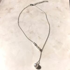新品　シンプル　パールネックレス　シルバー　模造パール　シンプルネックレス　プチプチ　銀　真珠　プレゼント　送料無料