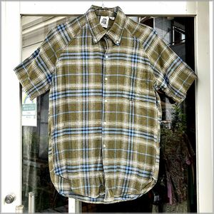 ★KENNINGTON　ケニントン　60s 70s　ビンテージ　チェック柄　３点留め　ボタンダウン　半袖シャツ　size M★検 アメリカ アメカジ 古着