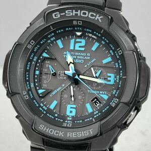 極美品 G-SHOCK GW-3000BD-1AJF スカイコックピット タフソーラー 電波受信 電波ソーラー マルチバンド6 メタルバンド ブラック ブルー