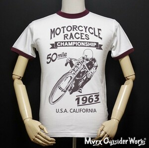 トリム Tシャツ XXL 半袖 メンズ バイク MVRX ブランド MOTORCYCLE RACE モデル 白 ホワイト バーガンディ