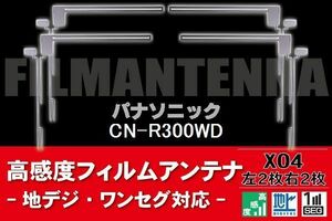 地デジ ワンセグ フルセグ フィルムアンテナ 右2枚 左2枚 4枚 セット パナソニック Panasonic 用 CN-R300WD 対応 フロントガラス