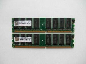 Transcend メモリー 1GB(2枚合計2GB)/DDR/400mHZ/CL3/NO ECC