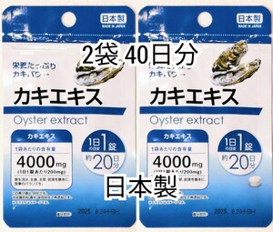 栄養たっぷりカキパワー カキエキス×2袋計40日分40錠(40粒) 日本製無添加サプリメント(サプリ)健康食品 防水梱包送料無料配送即納