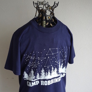 1990s ヴィンテージ CAMP ROBBINSWOLD 星座プリント Tシャツ メンズXS位 ネイビー 紺 シングルステッチ ボーイスカウト USA アメリカ 古着