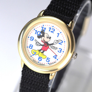 美品 電池新品 SEIKO ミッキーマウス セイコー ローラス ディズニー 腕時計 LORUS MIckey Mouse 動作確認済み Disney 金色 レア 希少