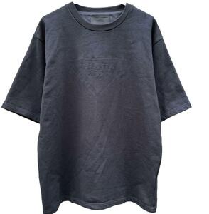 ［美品］プラダ PRADA エンボスロゴ　トライアングル　Tシャツ　スウェット　NELO ブラック サイズL RFID 2021年モデル トップス