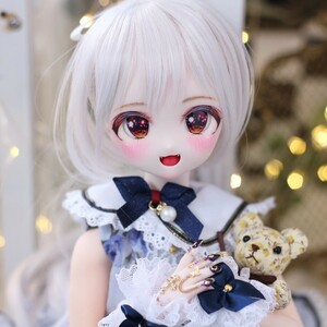 【シンティランテ】DDH-27 カスタムヘッド開口 セミホワイト+おまけ碁石アイ2種&舌パーツ　MDD ドール 