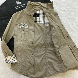 極美品◎バーバリーブラックレーベル BURBERRY BLACK LABEL デニムジャケット Gジャン ベージュ ブルゾン ノバチェック M位 ホースロゴ刺繍