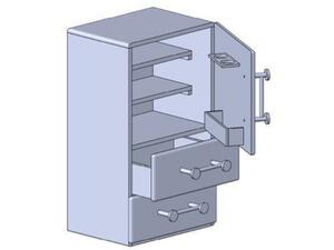 おもちゃの冷蔵庫の図面　サイズ：高さ465x幅265x奥行き200mm