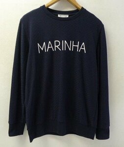 ◆THE SHOP TK タケオキクチ MARINHA ロゴ 薄手　ニット　カットソー ネイビー サイズL