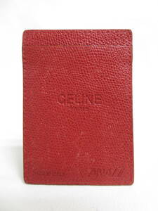 11930◆【SALE】CELINE セリーヌ ANA カードケース/ICカードケース/パスケース等 赤 MADE IN ITALY 中古 USED