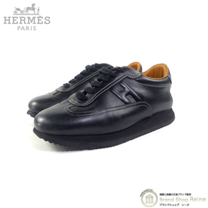エルメス （HERMES） クイック レザー スニーカー シューズ 靴 ＃37 ブラック（新品同様）