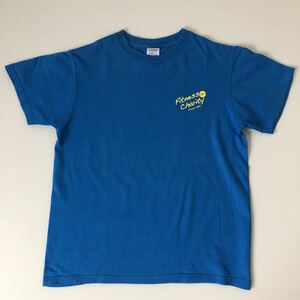 Tシャツ 160サイズ 中古 ブルー×イエロープリント 学生 部活