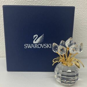 J027-O44-1117 Swarovski スワロフスキー 置き物 インテリア クリスタルフィギュア 花 アンティーク 幅約4×高さ約6cm ※箱付き
