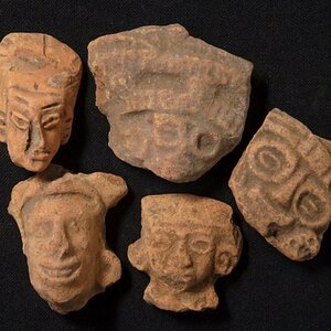 慶應◆アンデス文明の遺産 発掘出土した残欠土器などまとめて 合計5点 プリミティブアート副葬品土偶神像⑦