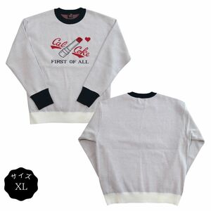セーター ロカビリーファッション メンズ ブランド リップジャガード織セーター ホワイト サイズXL