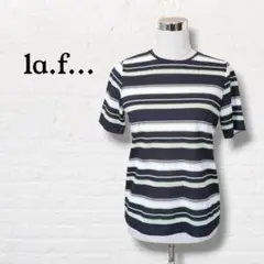 ラエフ la.f...☆ボーダ―Tシャツ【S】黒 グリーン