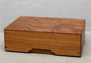 欅玉杢・手作りの硯箱。文庫。新品。
