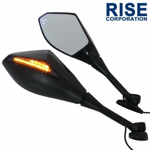 LEDウインカー カウルミラー 左右セット 汎用 ブラック スクエア ポリゴン カウリング TZM50R YZF-R125 TZR250 YZF-R15 YZF-R25