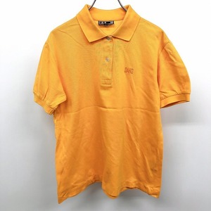 ダックス ゴルフ DAKS GOLF ポロシャツ カットソー 鹿の子 ロゴ刺繍 半袖 ショートスリーブ 綿100% コットン M オレンジ系 レディース 女性
