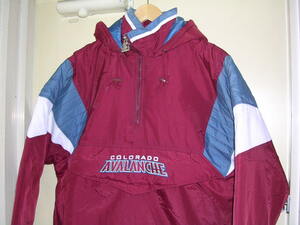 90s DEAD STOCK STARTER NHL Colorado Avalanche ハーフジップ 中綿ナイロンスタジャン S プルオーバー vintage old アバランチ