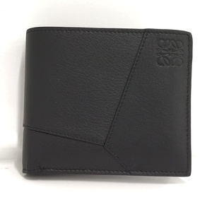 【中古】LOEWE パズル バイフォールド コインウォレット レザー ブラック C510501X09 BL