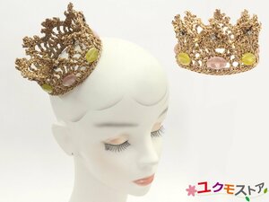 展示品 CA4LA カシラ ヘッドドレス ブライダル ウェディング ティアラ ラインストーン ピンク×イエロー パーティー