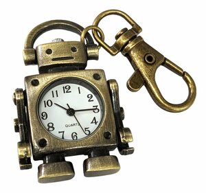 【VAPS_1】懐中時計 ロボットキーホルダー キーチェーン レトロ風 アンティーク 時計 かわいい キーリング 送込