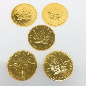 K24　金貨幣　カナダ　メイプルリーフ金貨　20ドル　5点おまとめ　総重量78.0g【CCAY8001】