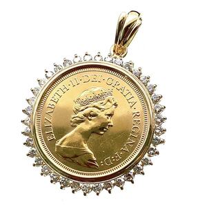 ソブリン金貨 聖ジョージ竜退治 コイントップ エリザベス2世 イギリス 1981年 K18/22 12.5g ダイヤモンド 0.88 コレクション 