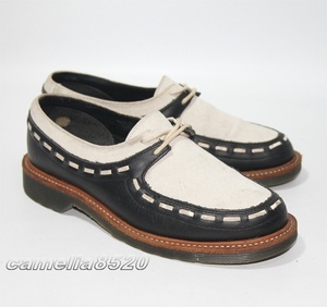 ドクターマーチン 2ホール シューズ オフホワイト / ブラック レザー x スエード US6 UK4 約23cm 中古 美品 Dr.Martens Aggy Blucher 