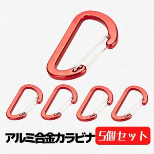 ロックカラビナ アルミ合金カラビナ 5個セット アウトドア 釣り 登山 キャンプ 荷物の吊り下げ キーホルダー 