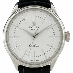 ロレックス ROLEX チェリーニ タイム 50509 腕時計 WG レザー 自動巻き ホワイト メンズ 【中古】