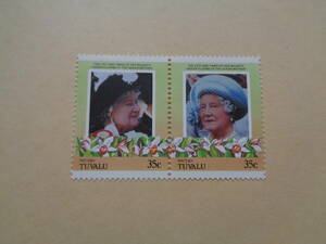ツバル・ニウタオ切手2枚綴り　1985年　エリザベス2世　　35c